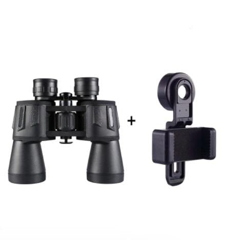 Jumelles 20x50 noires avec adaptateur de téléphone