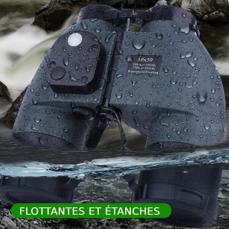 Revêtement caoutchouc anti-choc des jumelles marine 10x50