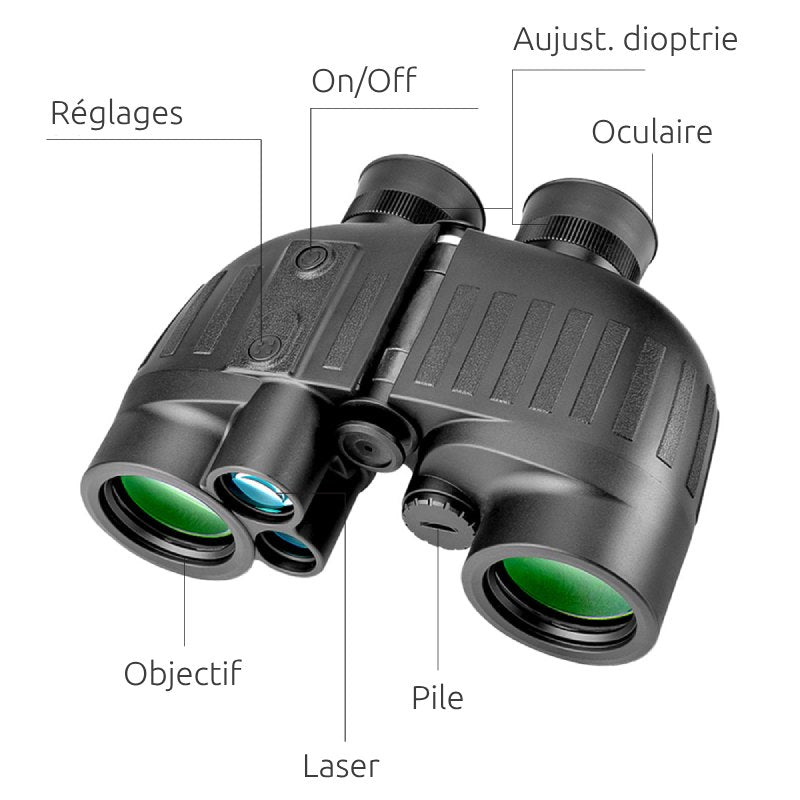 Jumelles télémètre 8x40 en utilisation sur le terrain