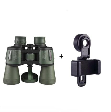 Jumelles 20x50 vertes avec adaptateur de téléphone